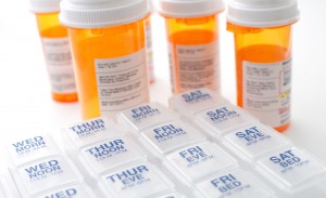 prescription pills and case